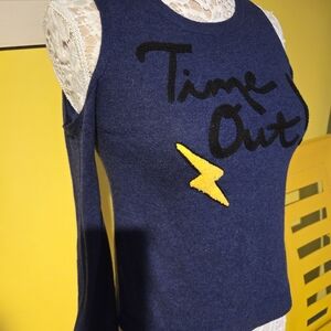 Blue Sleeveless Sweater with 'Time Out' Design